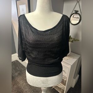 White House Black Market Black Boatneck Blouse